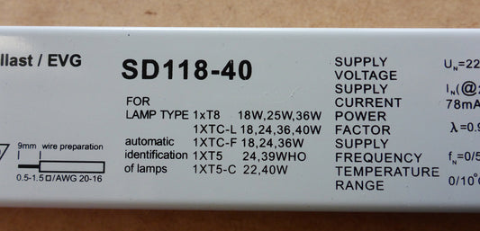 HEP T5 24/39W Electronic Dimmable Ballast Single SD118-40