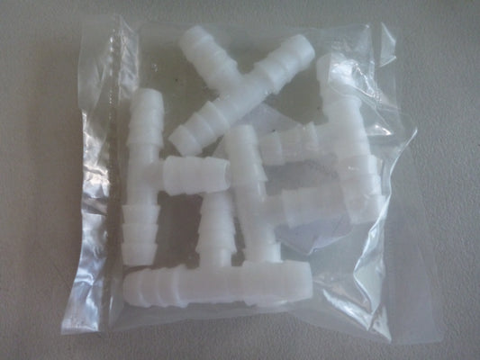 Plastic T piece for 10mm pipe 5 pack