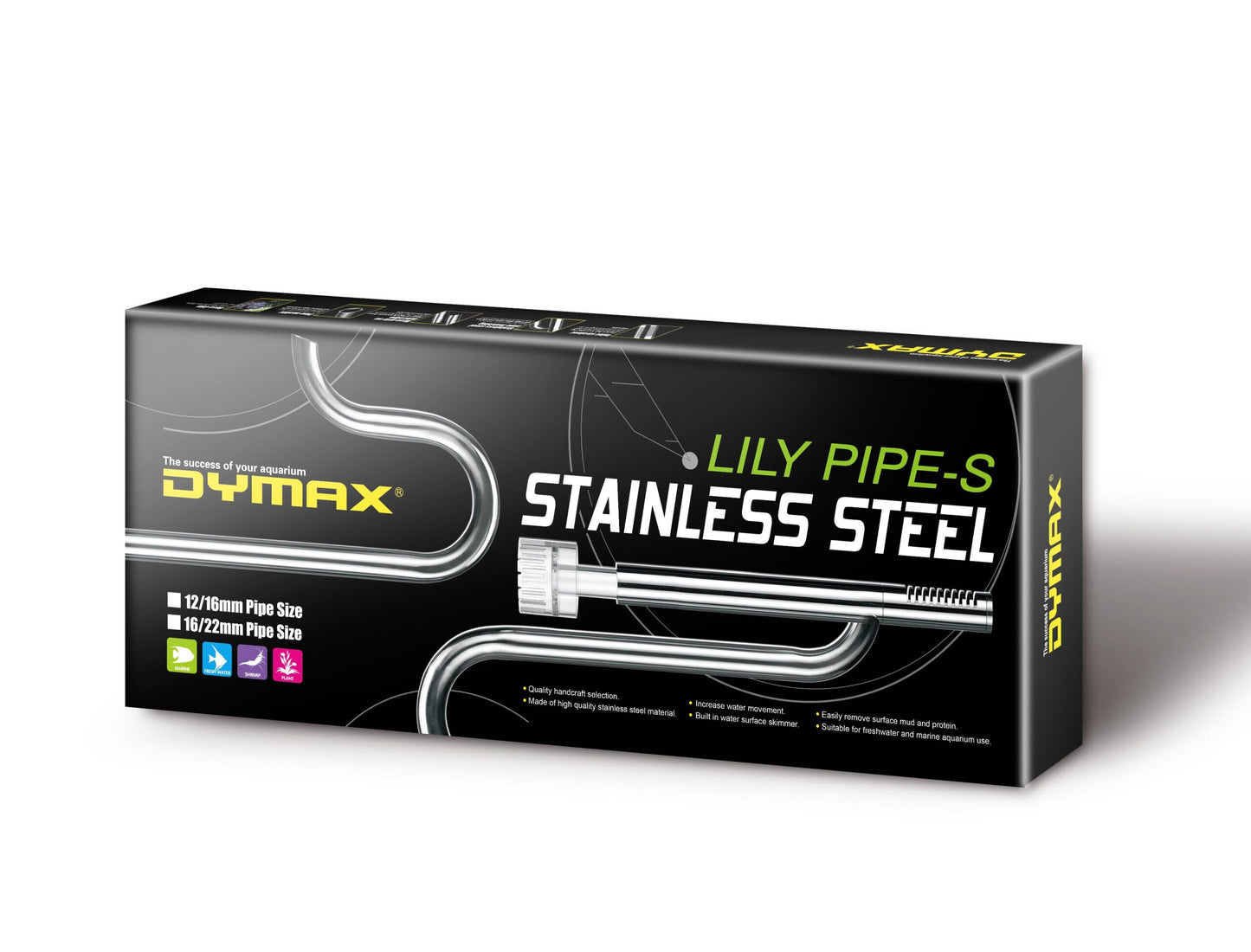 Dymax Stainless Steel Lily Pipe With Surface Skimmer Set 16/22mm