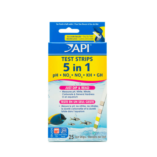 API 5 in 1 Aquarium Test Strips 25 pack