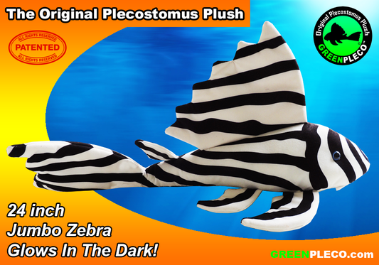 24" Zebra Glow in the dark Plush Pleco